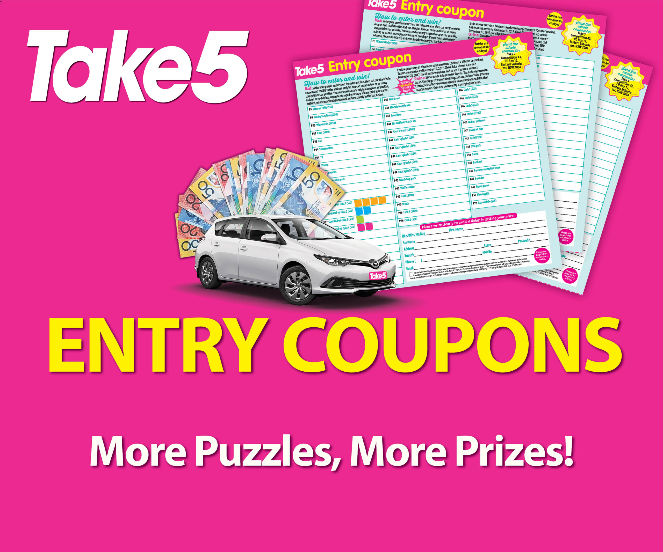 Take 5 Entry Coupons